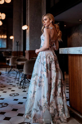 Tina Holly TK210 Prom A-Line Spaghetti Strap Corset Back Organza Dress