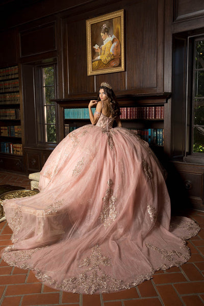 Embroidered Cold Shoulder Ball Gown by Bella Princess PQ1059