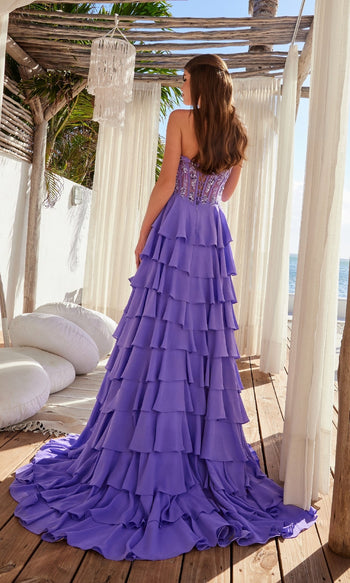 Elegante vestido de fiesta largo sin tirantes con volantes Y1551
