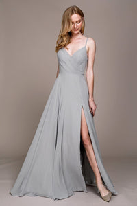 Simple Chiffon Bridesmaids Dress - LAA477 - Grey / 2