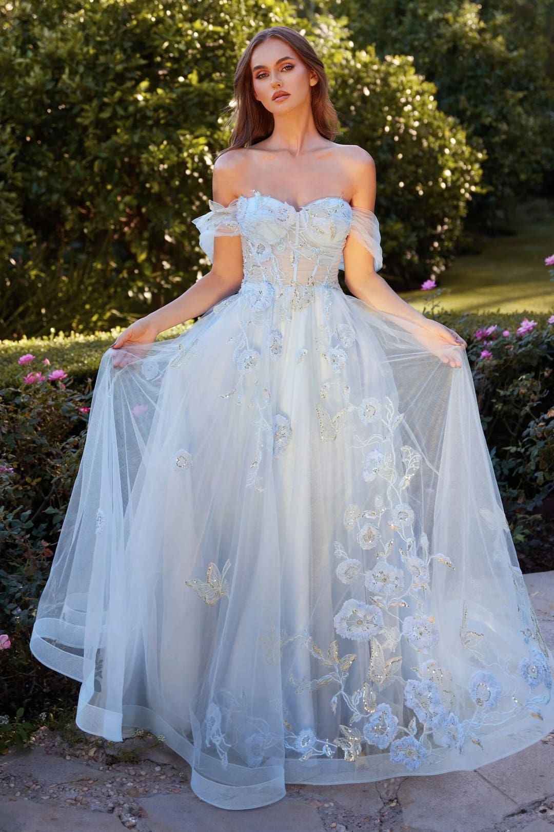 Andrea & Leo Ball Gown A-Line Evening Prom Dress A1246 - Dusty Blue / 2 - Dresses