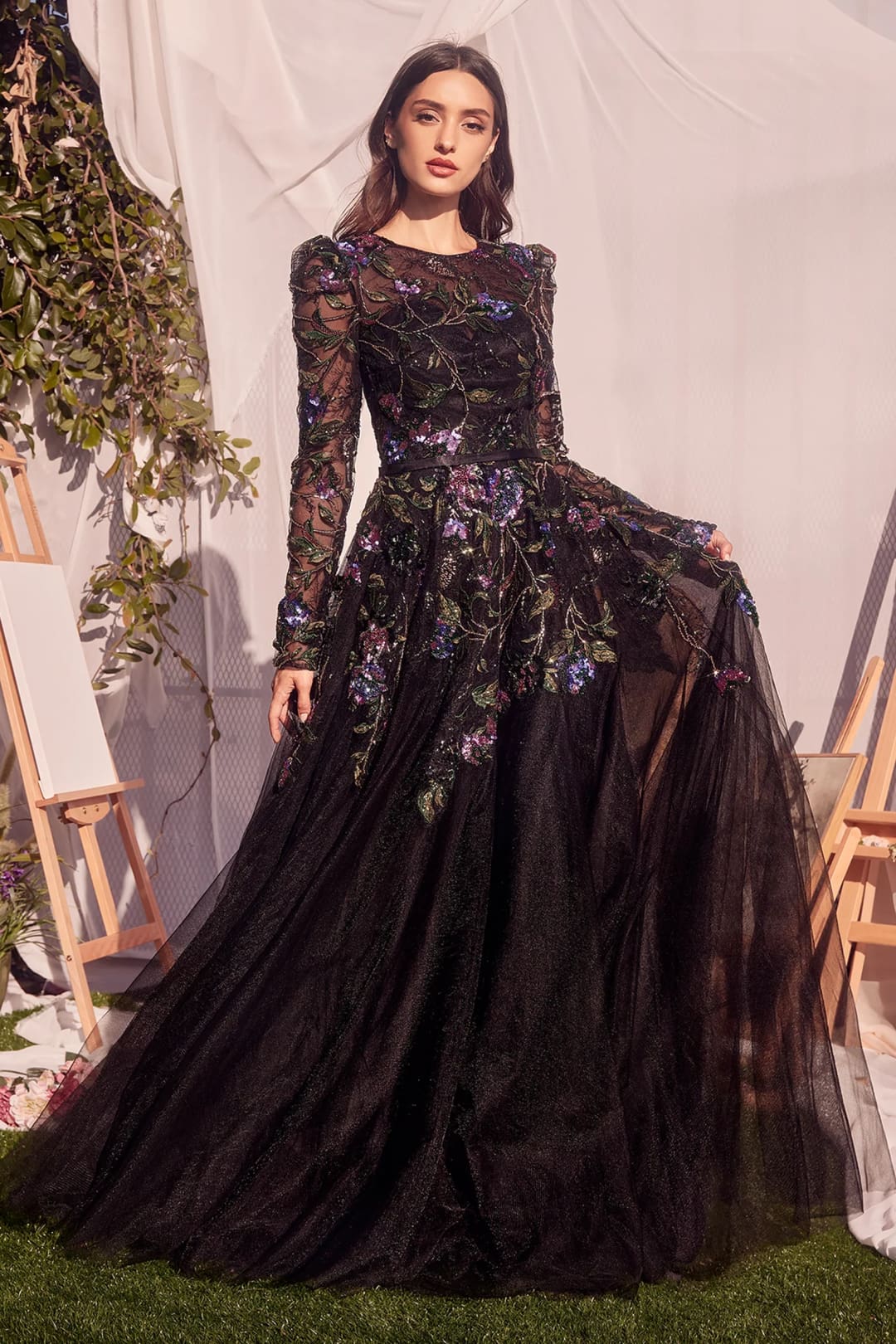 Andrea & Leo Ball Gown A-Line Evening Prom Dress MA107 - Black / 6 - Dresses