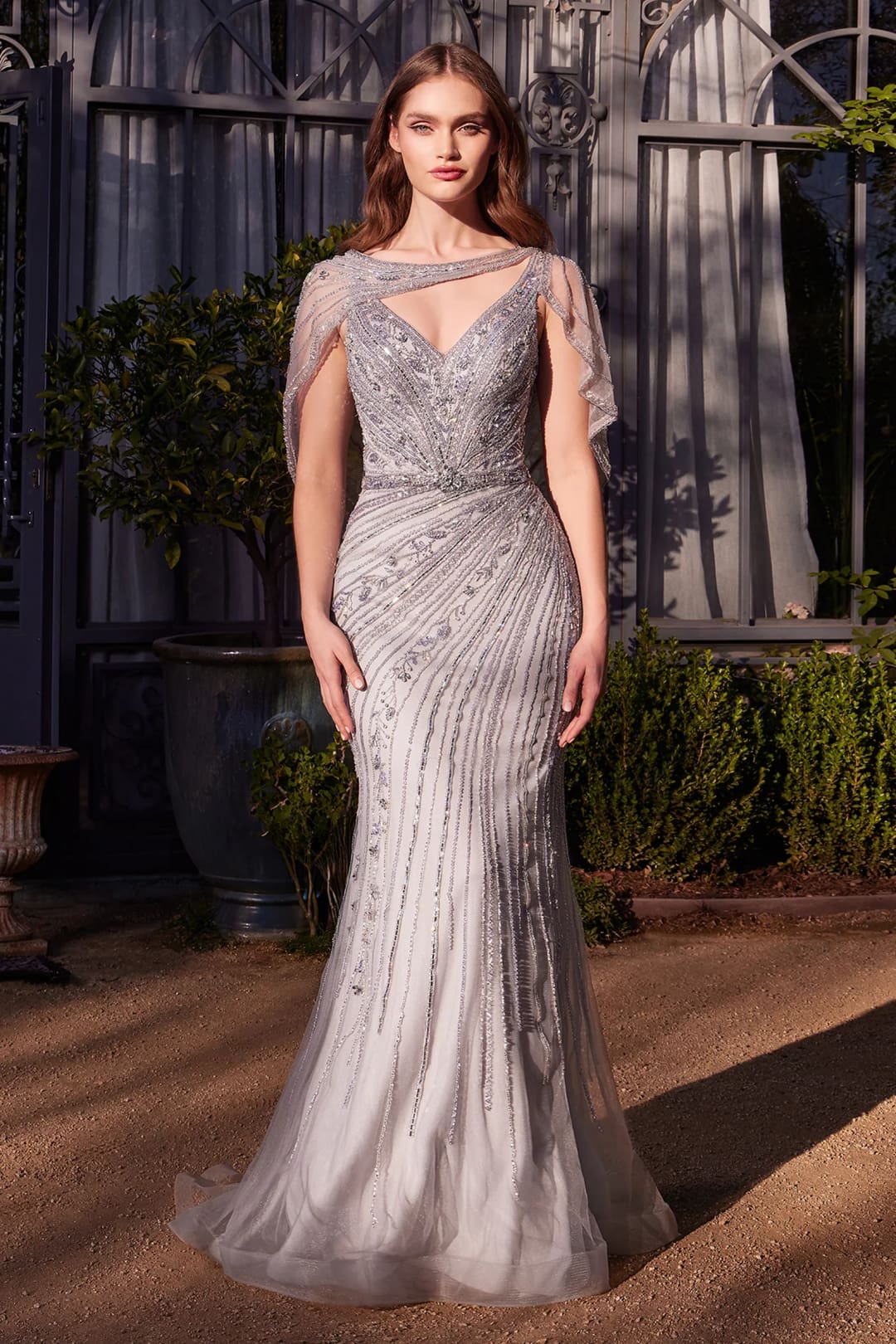 Andrea & Leo Prom Dress Long Formal Evening Gown A1443 - Silver / 6 - Dresses