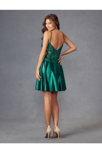 Applique Short Sleeveless Satin Dress by Juliet JT940R - Short Cocktail Dresses