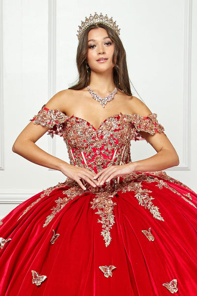 Applique Sweetheart Velvet Ball Gown by Bella Princess PQ1038