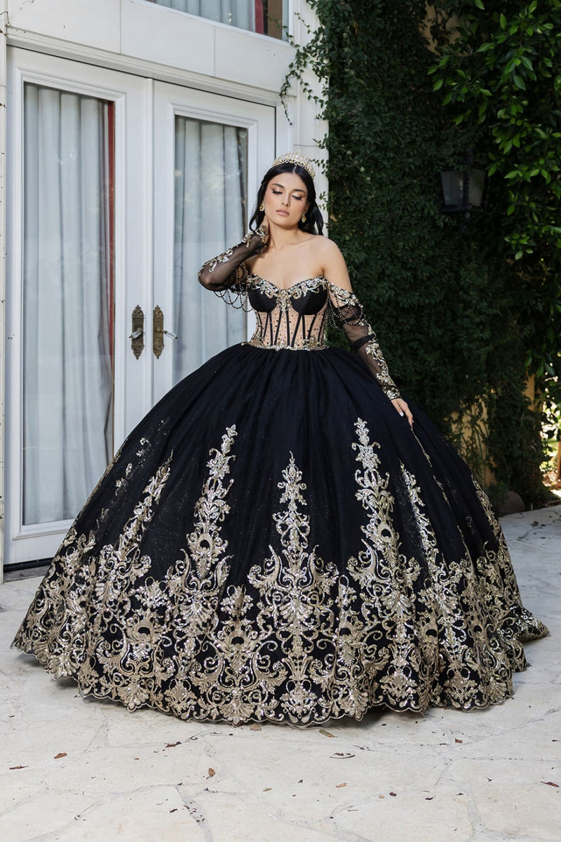Black and Gold Dress Ball Gown By Layla K LK267