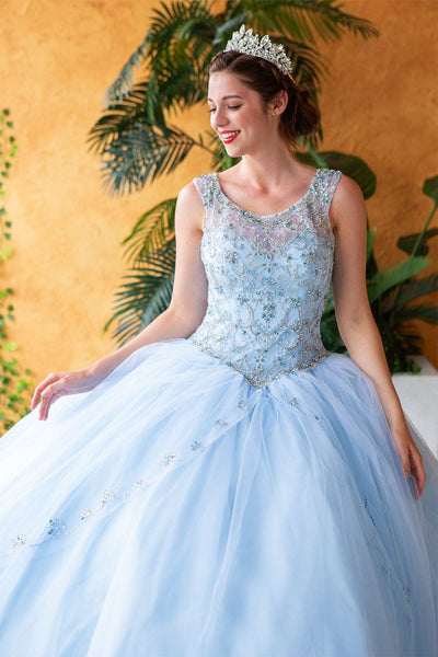 Beaded Sleeveless Illusion Quinceañera Dress by Calla KY77621