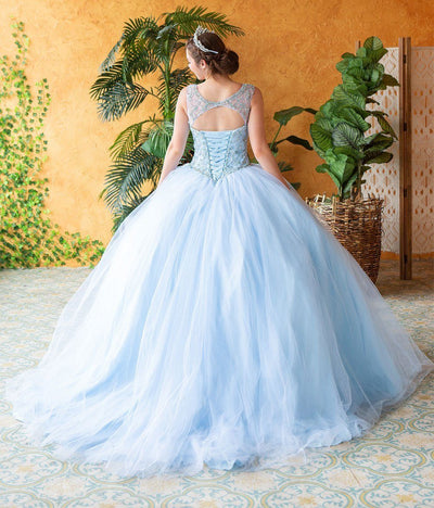 Beaded Sleeveless Illusion Quinceañera Dress by Calla KY77621