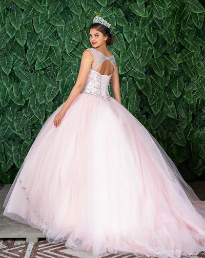Beaded Sleeveless Illusion Quinceañera Dress by Calla KY77621