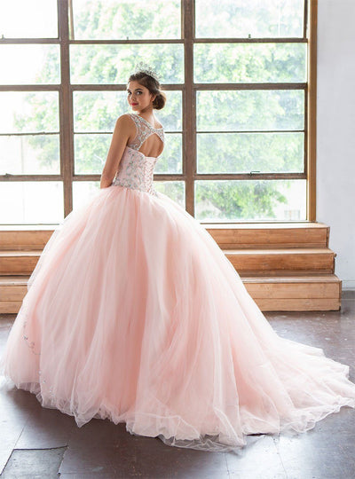Beaded Sleeveless Illusion Quinceañera Dress by Calla KY77621