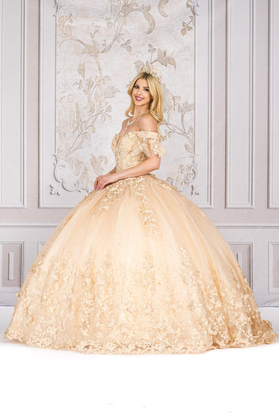 Butterfly Applique Off Shoulder Ball Gown by Bella Princess PQ1021