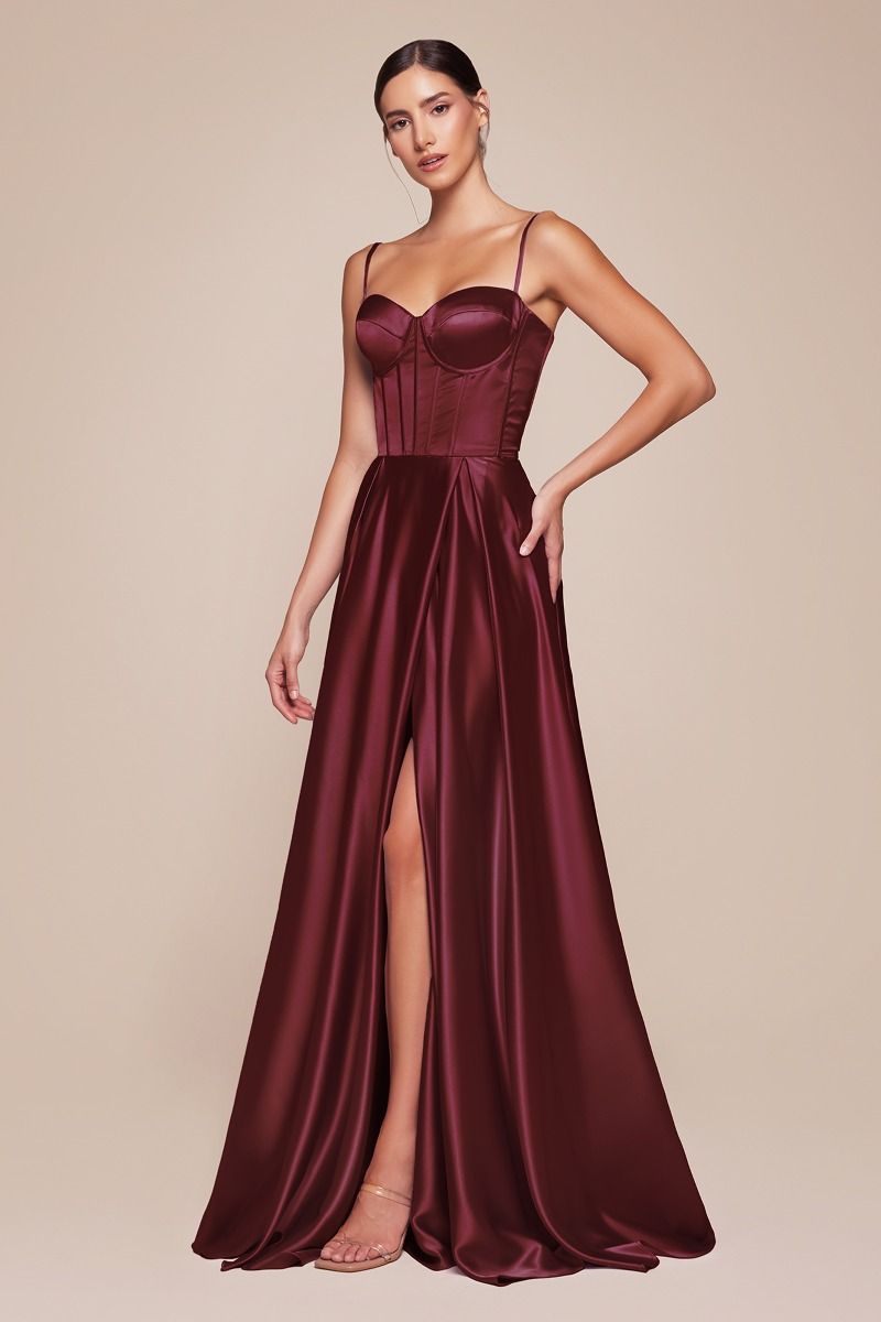 Burgundy Wedding Guest Dress Black Tie Formal Gown Plus Size by CD337