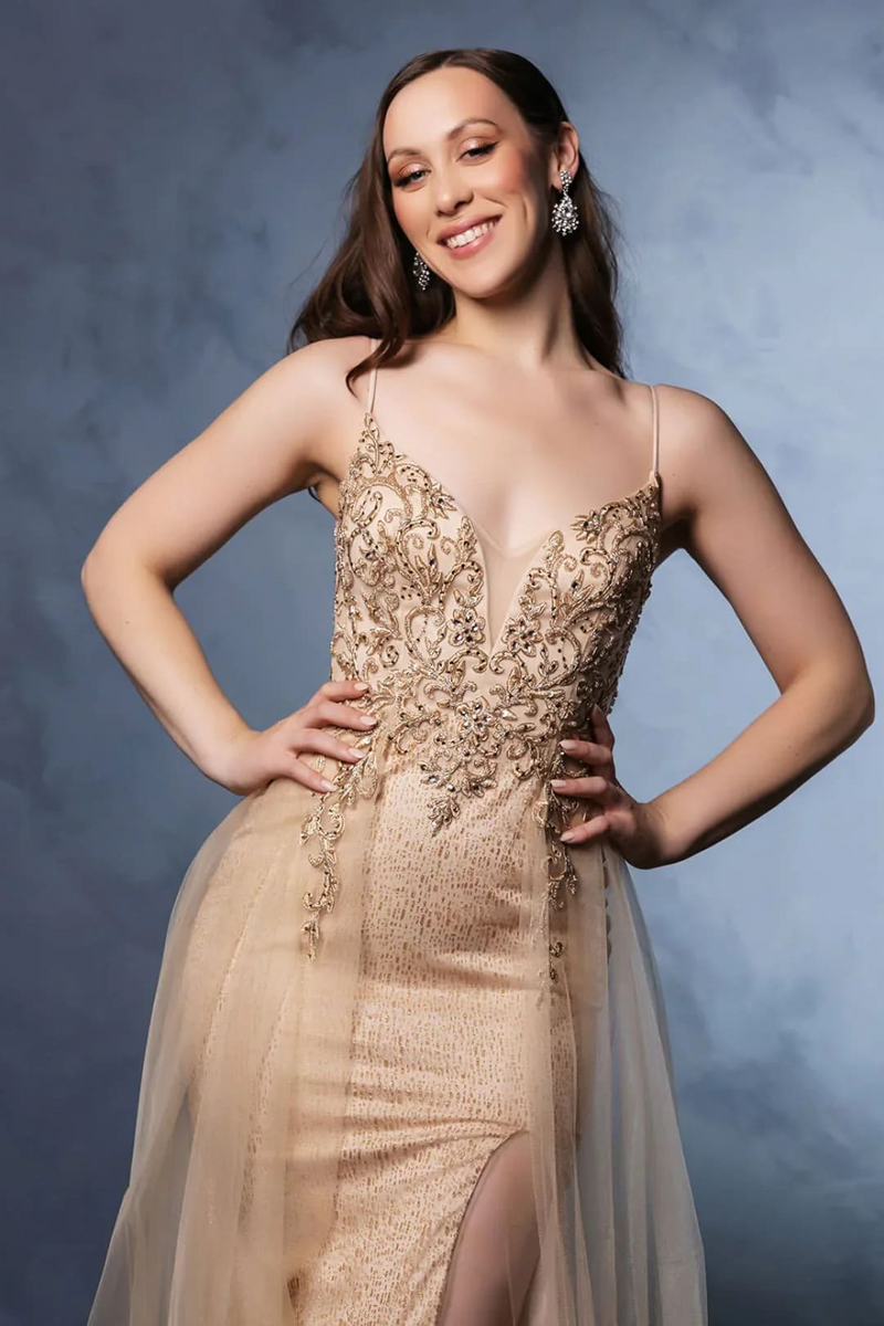 Champagne Wedding Dress Long Bridal Gown and Plus Size By MQ2125