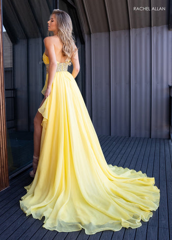 Rachel Allan Yellow Long Formal Dresses