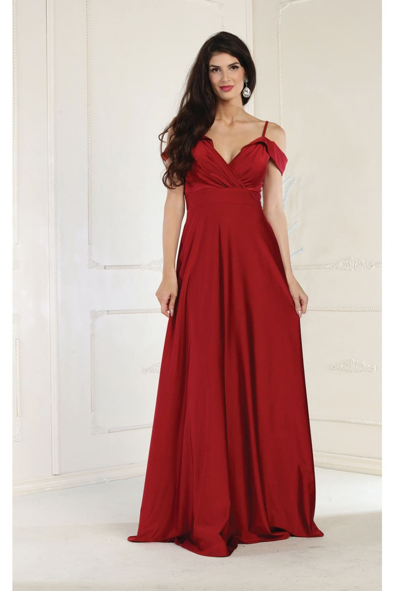 strapless open back dress Christmas Dress Burgundy Jersey Holiday Party MQ1988