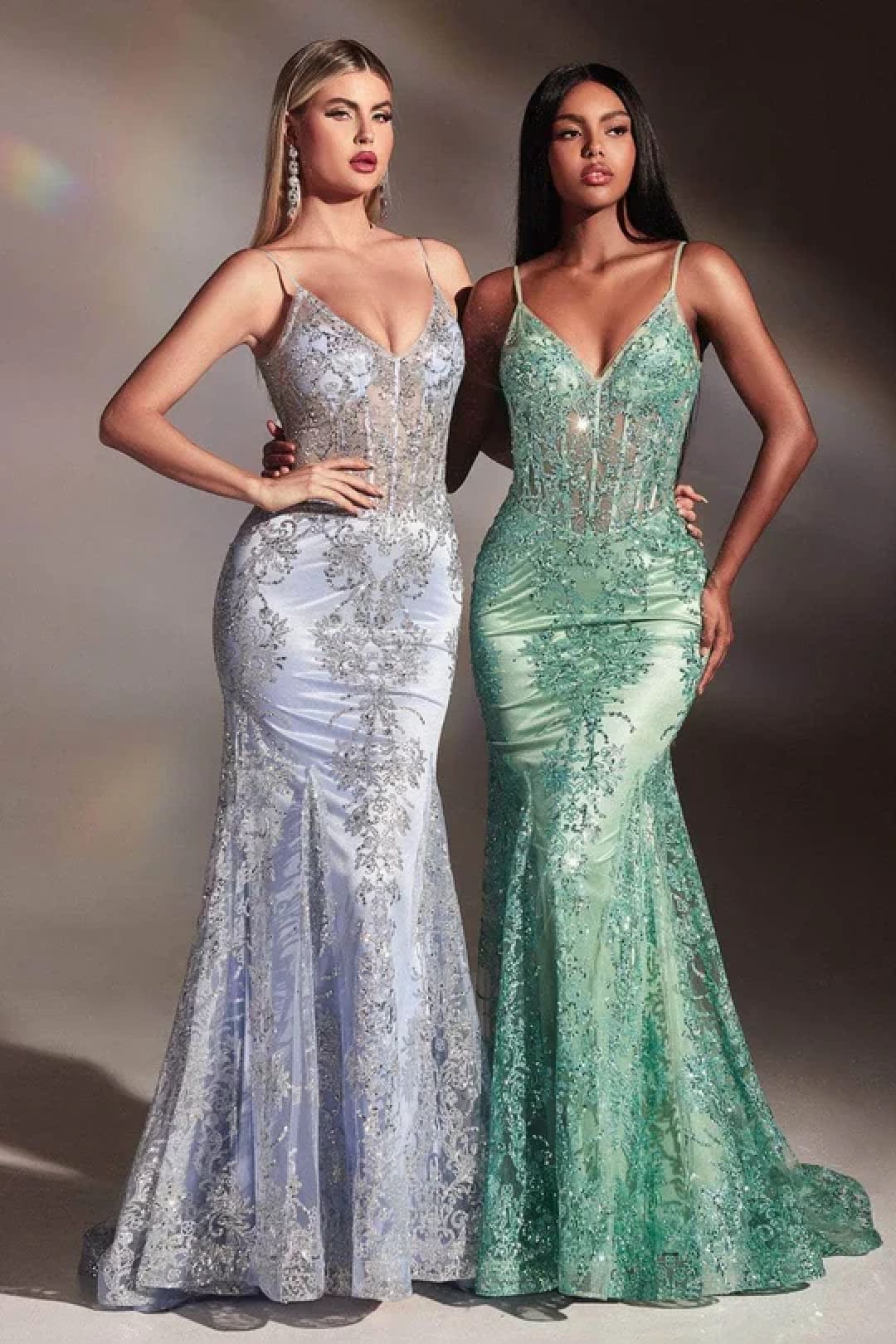 Cinderella Divine - J810 Shimmer Corset Bodice Mermaid Junior Prom Gown - Sage / 2 - Prom Dress