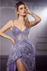 Cinderella Divine J847 Shimmering Fit & Flare High Slit Sexy Prom Gown - Dress
