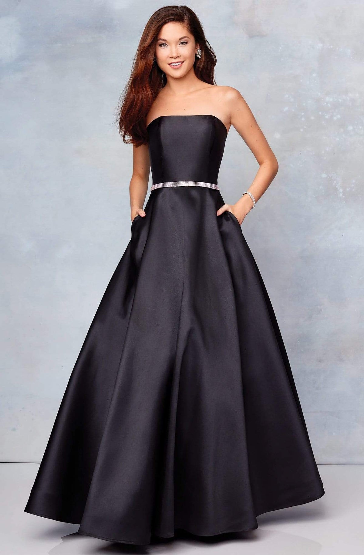 Clarisse 3739 Strapless Ball Gown with Beaded Waist and Pleated Skirt