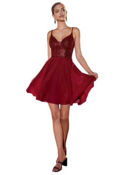 Cocktail Dress 2025 Mid-Thigh A-Line Elegant Party Dress - Burgundy / 2 - Prom