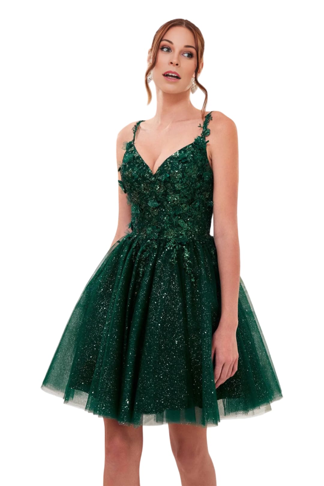 Cocktail Gown 2025 Glitter A-Line Formal Evening Dress - Emerald / S - Prom