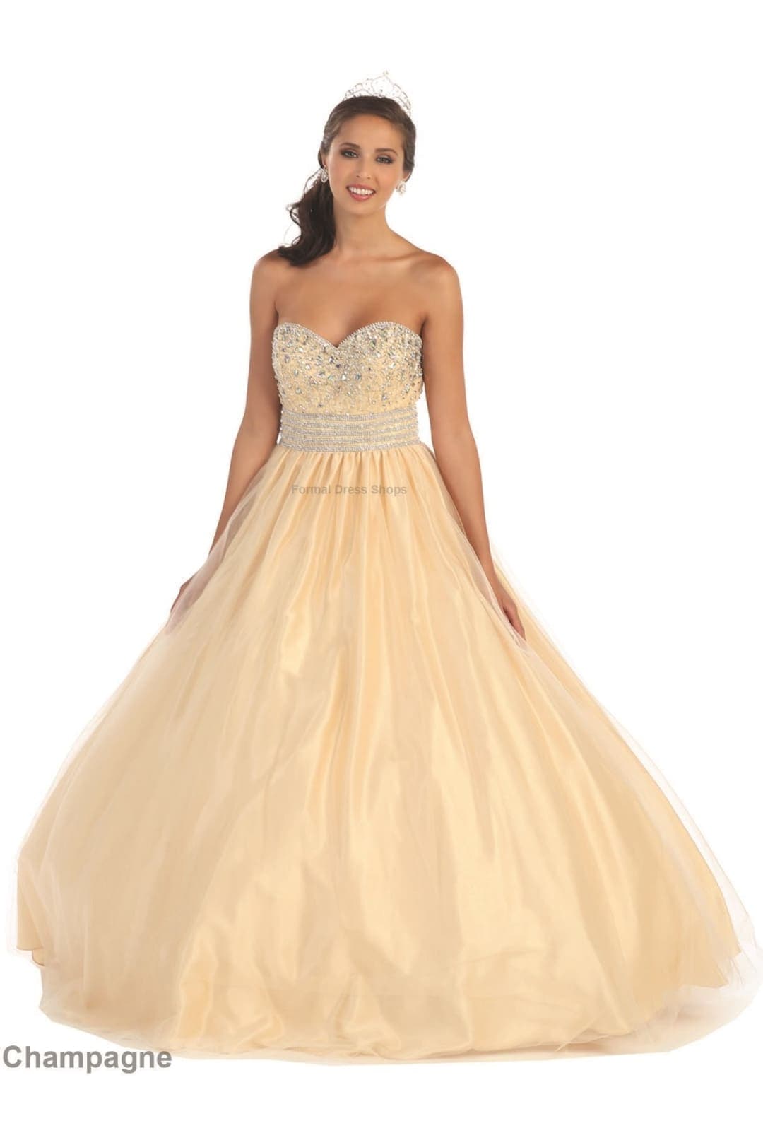 Contemporary Sweetheart Ball Gown - Champagne / 4