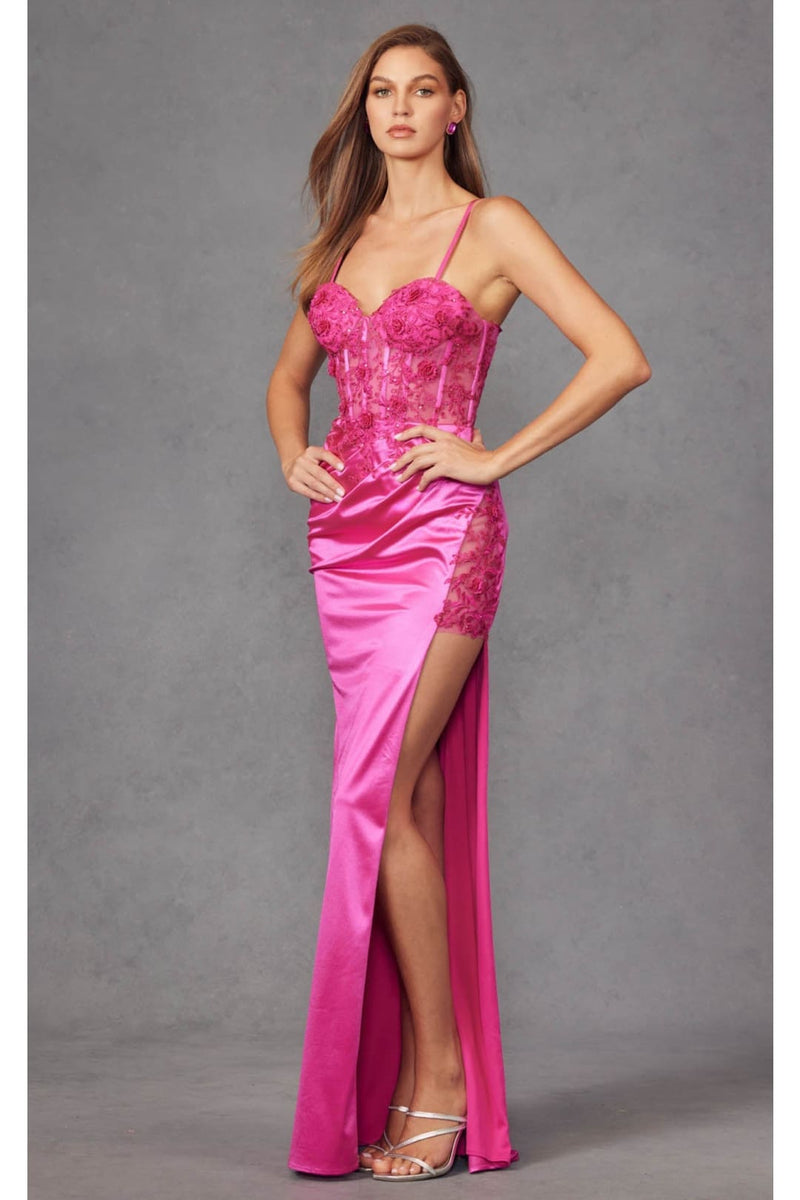 Magenta Bridesmaid Dresses-Inexpensive Corset 3D Floral Juliet JT2476U Magenta Bridesmaid Dresses-Inexpensive Corset 3D Floral Juliet JT2476U