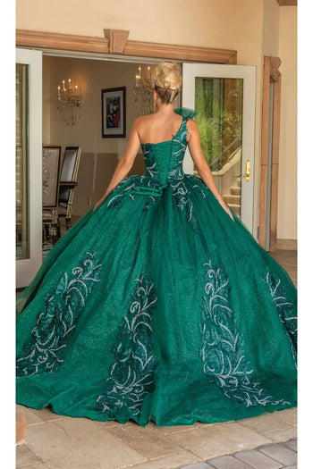 Dancing Queen Dresses DQ-1733 Quinceañera Gown with Voluminous Skirt - Hunter Green / XS - Dress
