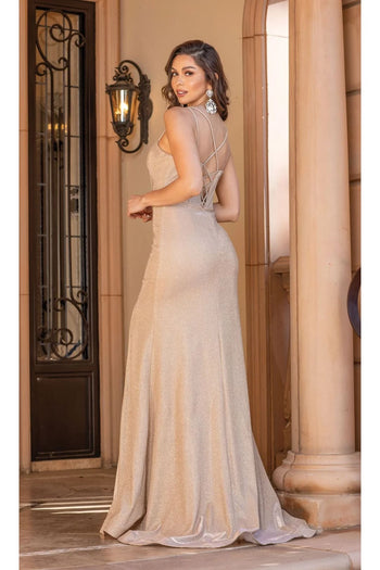 Dancing Queen Dresses DQ-4351 Long Shimmer Formal Dress with Corset - Dress