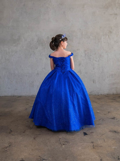 Girls 3D Floral Off-Shoulder Gown by Calla WB101