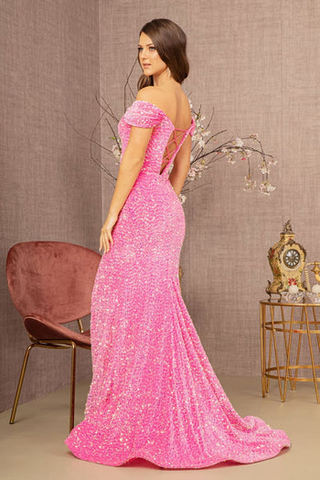 Elizabet K GL3148 Corset Back Sequined Evenig Gown - Dress