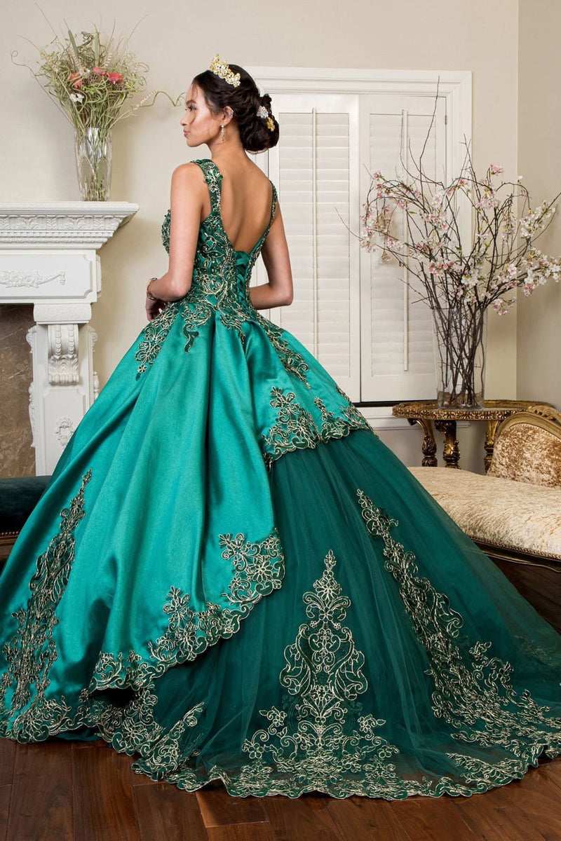 Embroidered Satin Ball Gown by Elizabeth K Formal Dress Shops Green / L Embroidered Satin Ball Gown by Elizabeth K Formal Dress Shops Green / L