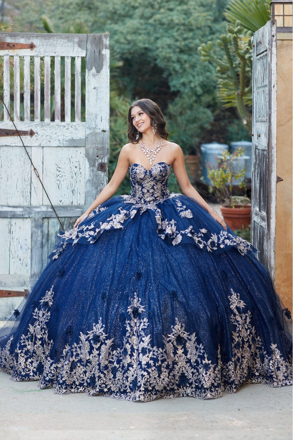 Embroidered Strapless Layered Ball Gown by Bella Princess PQ1051