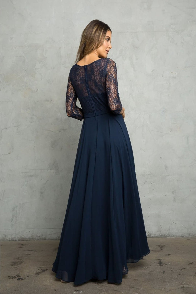 Eva USA 3227 A-Line Lace Detailed Mother of the Bride Gown - DUSTY ROSE / S Eva USA 3227 A-Line Lace Detailed Mother of the Bride Gown - DUSTY ROSE / S