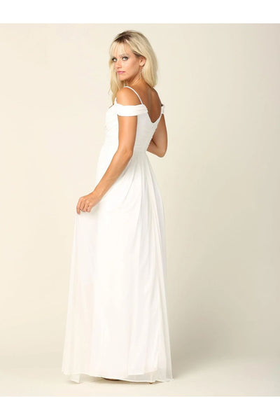 Eva USA 3323 Long Off Shoulder Bridesmaids Pleated Dress - Bridesmaids Dress