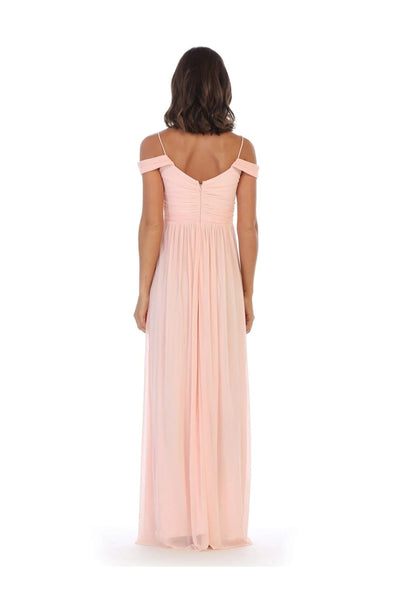 Eva USA 3323 Long Off Shoulder Bridesmaids Pleated Dress - Bridesmaids Dress