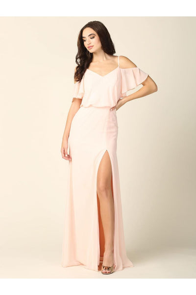 Eva Usa 3333 - Off-Shoulder Long Bridesmaids Blouson Dress - Bridesmaids Dress