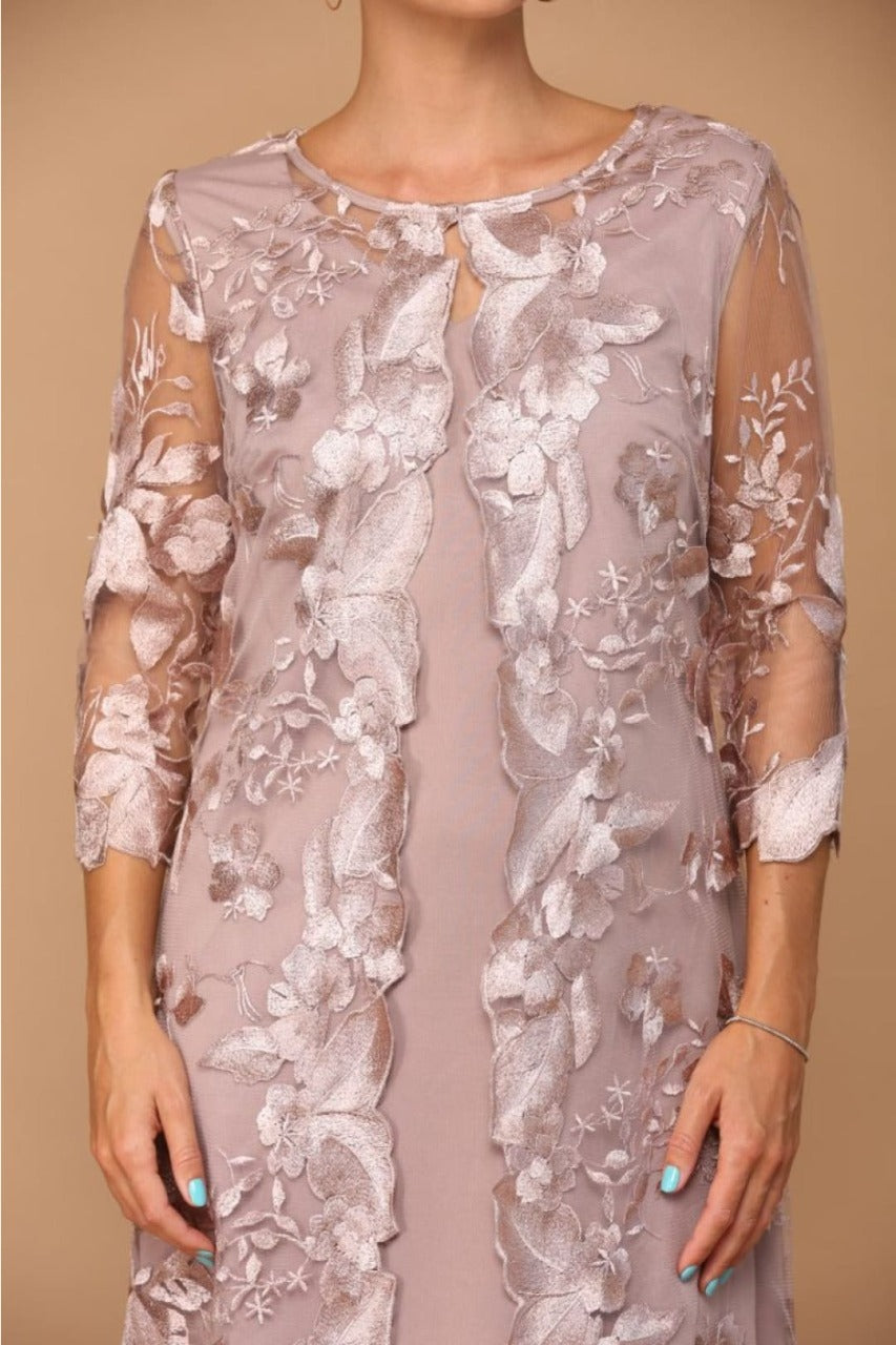 Eva USA 3351 Lace 3/4 Sleeve Jacket Mother of the Bride Dress - MAUVE / S - Dress