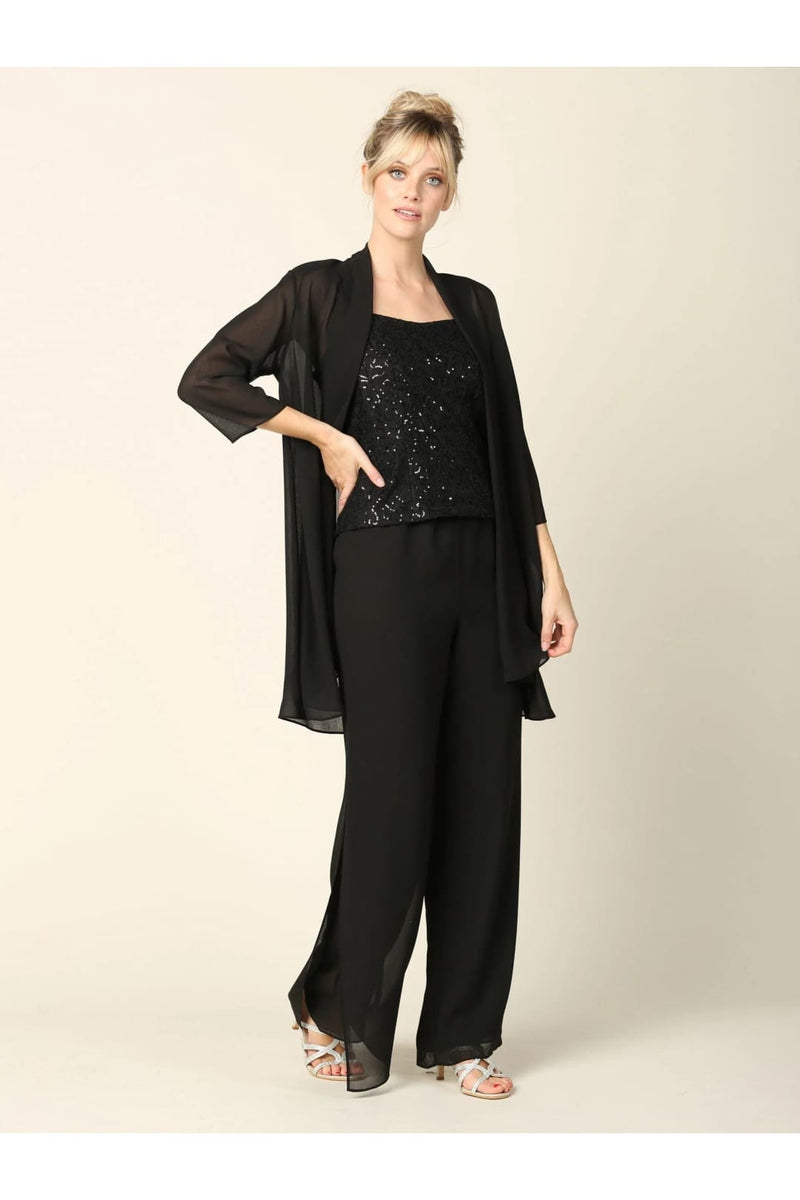 Plus Size Black Pant Suit For Funeral