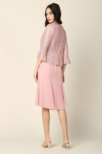 Eva USA 3385 Mother of the Bride Knee-Length 2-PC Dress W/ Jacket - Dress