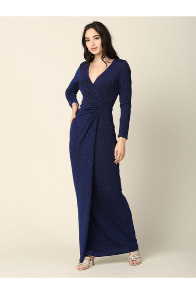 Eva USA 3401 Long Mother of the Bride Formal Metallic Dress - Mother of the Bride Dress