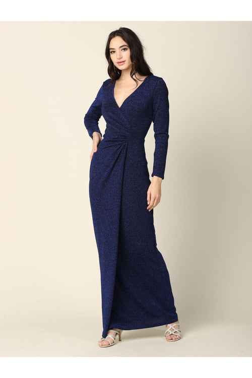 Eva USA 3401 Long Mother of the Bride Formal Metallic Dress - Mother of the Bride Dress