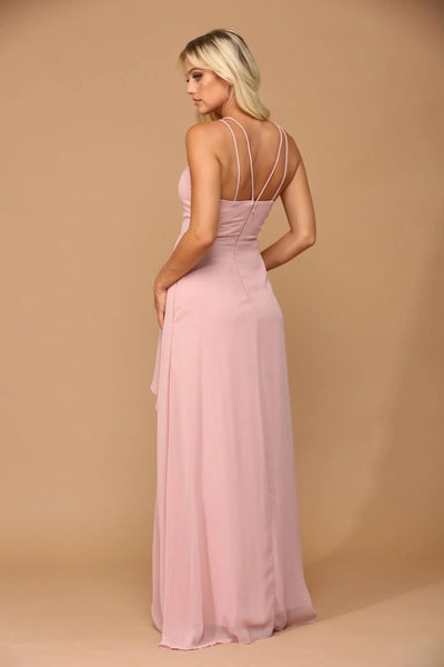 Eva USA 3440 Long Halter Formal Chiffon Bridesmaids Dress - Long Bridesmaids Dress