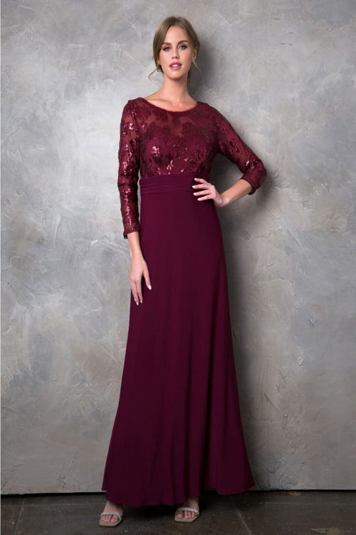 Eva USA 3453 Mother of the Bride Lace Long Formal Gown - Dress