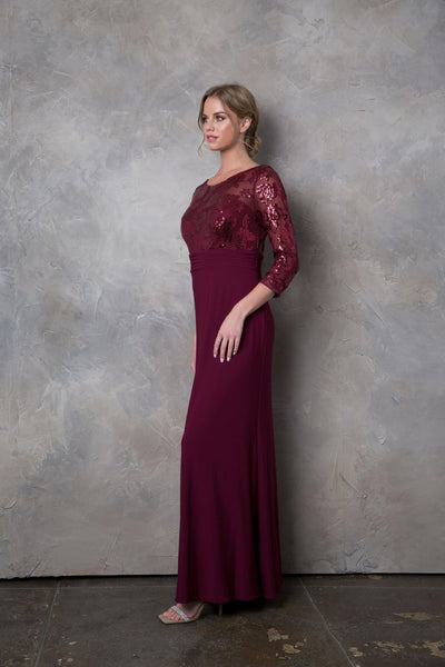 Eva USA 3453 Mother of the Bride Long Formal Evening Lace Dress - Mother of the Bride Dress