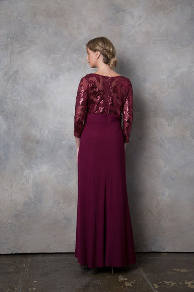 Eva USA 3453 Mother of the Bride Long Formal Evening Lace Dress - Mother of the Bride Dress