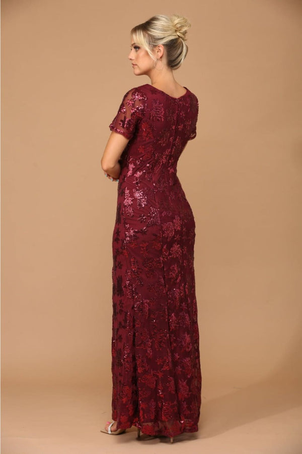 Eva USA 3456 Sequin Mother of the Bride Sheath Evening Gown - Dress