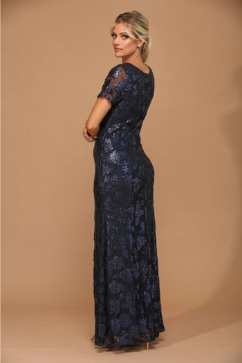 Eva USA 3456 Sequin Mother of the Bride Sheath Evening Gown - Dress