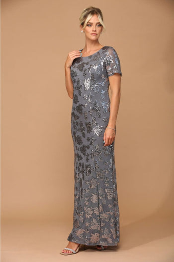 Eva USA 3456 Sequin Mother of the Bride Sheath Evening Gown - Dress