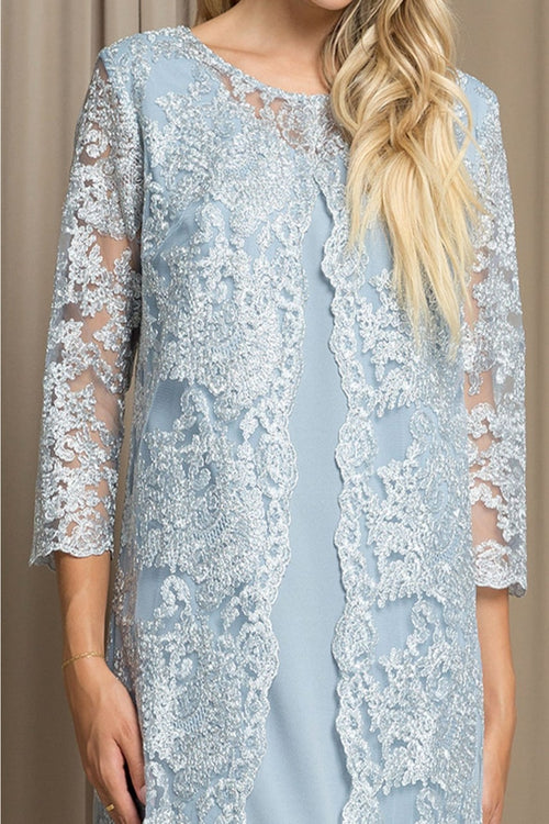 Eva USA 3479 Knee-Length Mother of the Bride Cocktail Jacket Dress - Dress