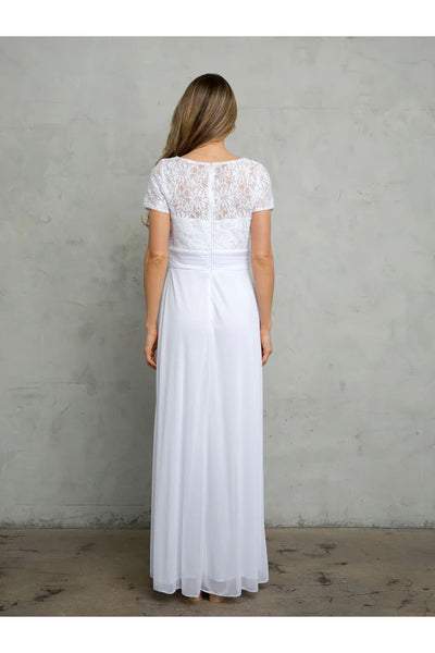Eva USA 3486 A Line Lace Simple Long Wedding Dress - Wedding Dresses